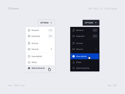 Day 021 — Dropdown Menu | 100 days UI challenge 123done design design kit design system dropdown dropdown menu inteface ui ui kit universal design system (web)