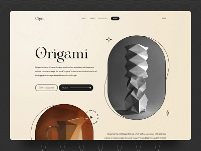 Origami Landing button cigra font header hero section landing origami outline paper player slide slider typography ui website