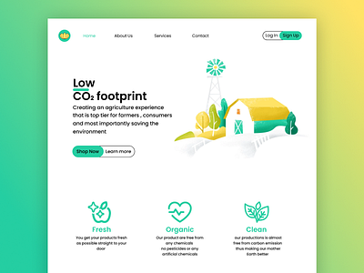 Farm webshop blue branding carbon co2 farm fresh graphic design healthy landing organic shop website yellow