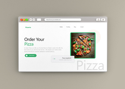 Pizza website branding landing page