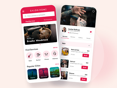 Beauty Salon Mobile App appointment barbershop beauty app beauty salon booking branding dashboard graphic design haircut home page logo management app minimal design navigation product detail profile detail salon ui wellness