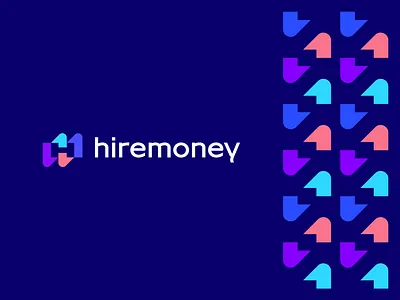 Hiremoney abstract arrow branding clever design finance flat growth h icon letter logo mark minimal modern money negative space pattern upward vibrant