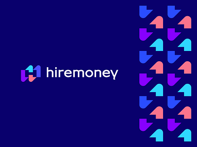 Hiremoney abstract arrow branding clever design finance flat growth h icon letter logo mark minimal modern money negative space pattern upward vibrant