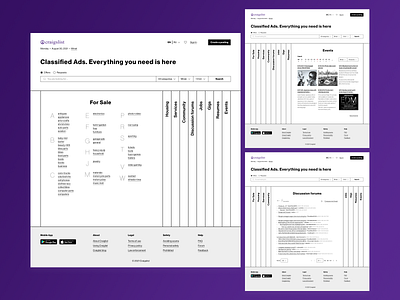 Craigslist redesign concept ads advertisement advitising black bw calendar classified craigslist events graphic design list minimalism minimalistic redesign search typography ui ux web white