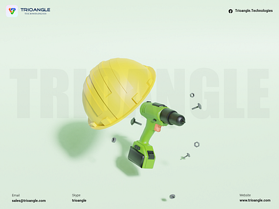 Handyman - 3D Model 3dcharacter 3dmascara 3dmodels 3dsmax 3dsxl animation banner design goferhandy green handyman model poster render service tools trioangle trioangletechnologies ui ux