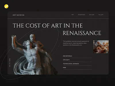 The Historical Exhibition Web UI art content cost design digital exhibition features historical history interactive masterpiece media museum pricing renaissance ui ux visual web website