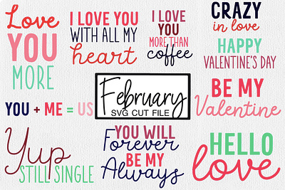 February SVG Cut File love cutting file