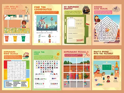 Superhero Themed Activity Book for Kids childrens book cover design custom design design illustrator kdp kdp interioirs kids activity book kids workbook