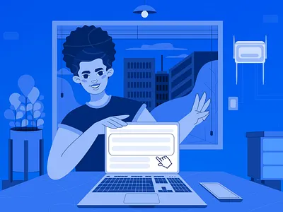 Connectivity character character design computer girl girl illustration happy home office illustration illustrationforanimation ilustração vector woman work from home