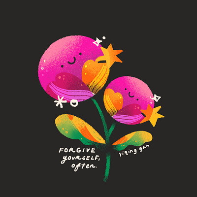 Forgive yourself, often affirmation floral flowers forgive illustration ladieswhoart procreate self love