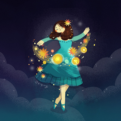 Let my light shine empowering fairy fairytale galaxy girl girl illustration illustration ladieswhoart magical night sparkle stars