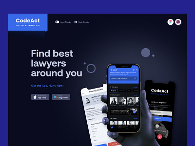 CodeAct | Legal & Lawyer Services branding design figma design law mobile app notary ui