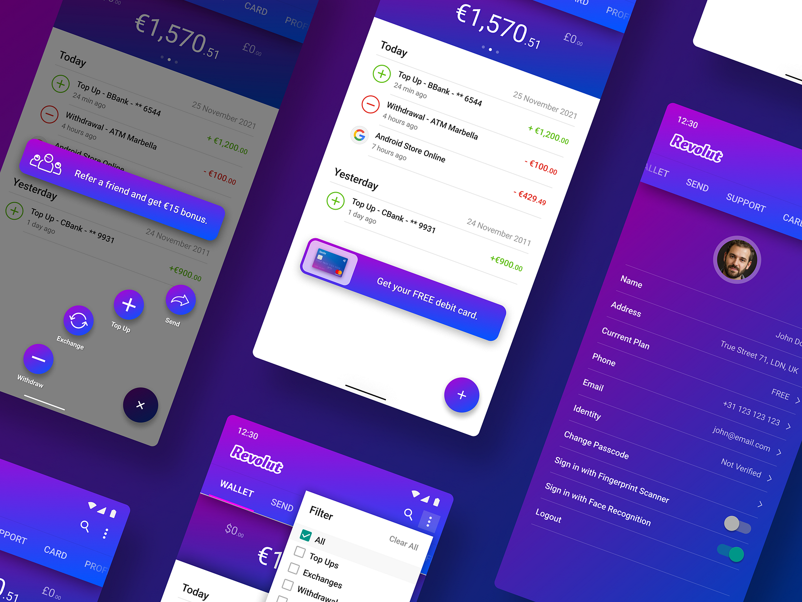 Revolut Mobile App Concept for Android by Alex @ Designline.co on Dribbble