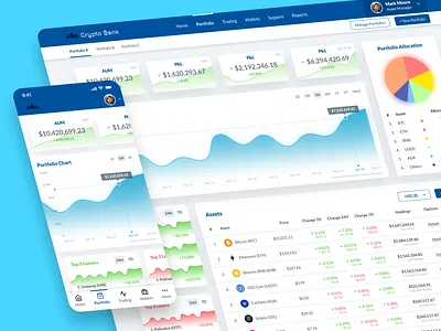 Crypto Bank & Portfolio Manager bank blockchain crypto design fintech ui ux wallet