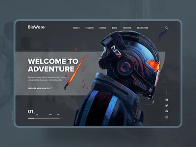 Bioware cover page redesign | Web & Mobile bioware cover page design gamedesign games mass effect menu mobile pagination rpg web website