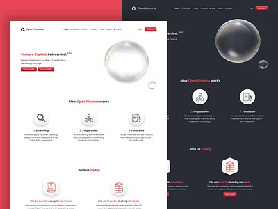 Landing Page - Light & Dark Mode blockchain crypto dark mode design fintech light mode ui ux vc venture capital
