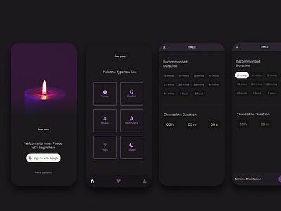 Meditation application design figma ui webdesign