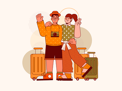 Tourists 2d art app illustration character design flat freebie illustration stroke illustration tourism tourists travel vector vector art