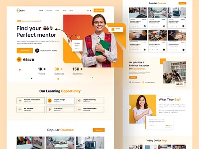 Education Website Design education website landing page learning learning website online course ui user interface web page website