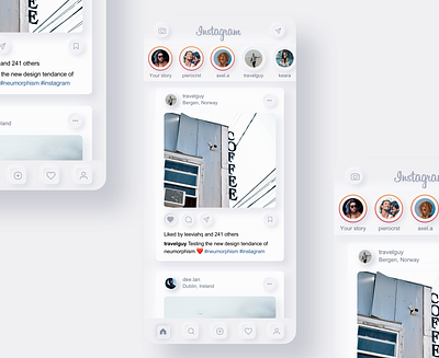 Instagram Neumorphism Redesign branding design insta instagram mobile mobile design neomorphism neumorphism redesign ui ui design ui ux ux ux design