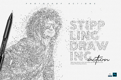 Stippling Photoshop Action abstract action art artistic atn dot art dot tattoo dots graphic dots image dots logo dotted effect dotted pattern drawing hand drawn illustration metal dots pen photoshop design sketch stipple