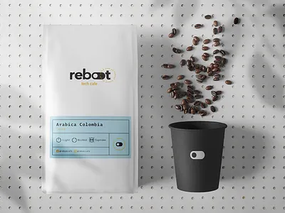 Reboot - Tech Cafe - Naming, Logo and Packaging branding cafe coffee coffee logo coffee packaging design graphic design logo logo design logotype naming packaging visual identity