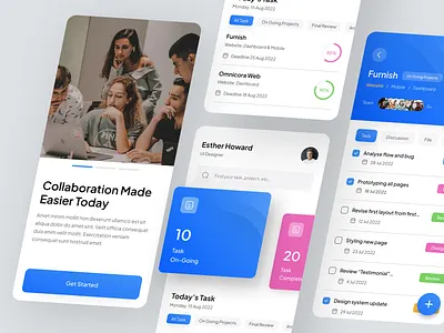 Projie - Task Management Mobile App clean clear light management mobile mobile app people product task task management ui uidesign uiux
