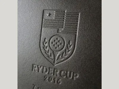 Ryder Cup badge cast iron frying pan golf icon illustration logo pan ryder cup