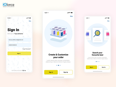 Tipsy_Mobile App | Beer Delivery App | iQlance Solutions android app design delievery app illustration iphone mobile web design