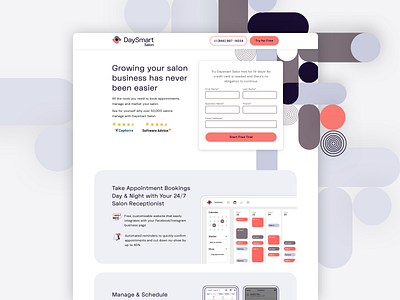 Salon Management Platform | Landing Page conversion design cro design landing page marketing saas salon software trial ui ux