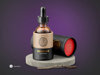 Dropper Bottle with Tube Mockup - Shot #2 amber bottle dropper amber dropper amber glass brand branding cannabidiol cbd cbd dropper cosmetic cosmetic oil creative market dropper bottle mockup dropper bottle template dropper bottle with tube dropper oil helenstock herbal kraft tube mockup design organic oil