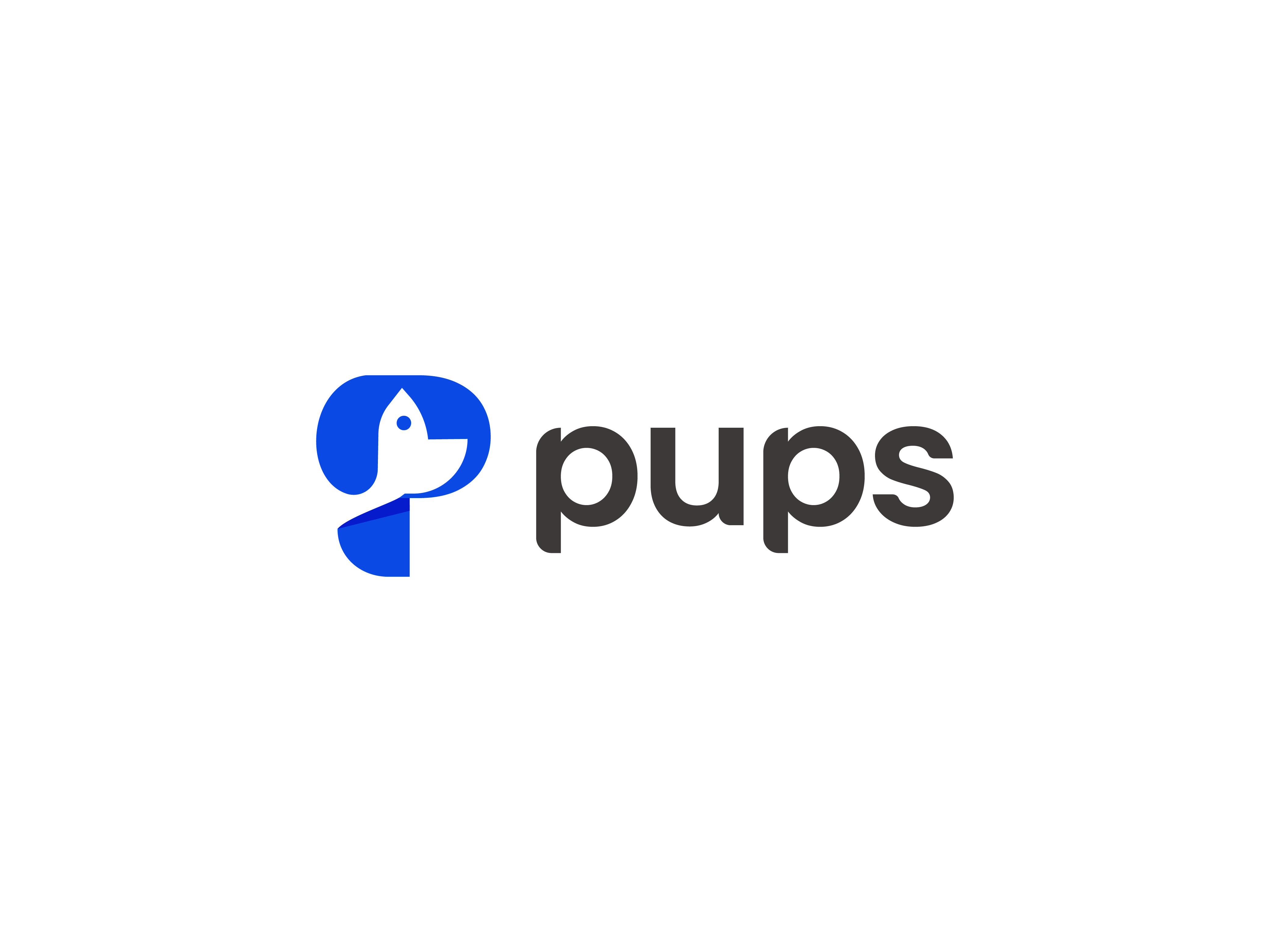 pups logo animal branding cute design dog doggy identity logo logo design mighty pups minimalist my dog negative space paw pet pop dog puppies puppy pups vet