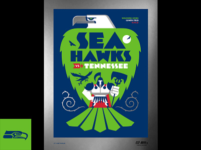 Seahawks Poster (Foil Variant) armor bird football hawk nfl poster print screenprint seahawks seattle seattle seahawks sports tennessee tennessee titans titans