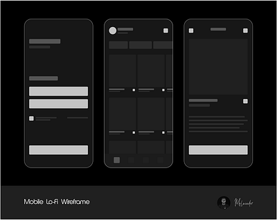 Mobile Lo-Fi wireframe app dark darkmode design mobile ui wireframe xd design