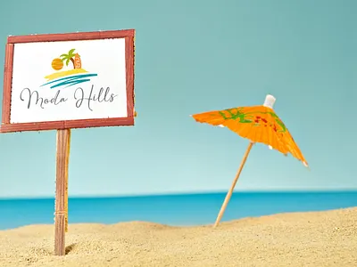 Moda Hills beach creative design illustration inspirational landing page logo design logo hills resort logo vector