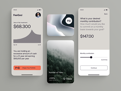 FeeGoo Investing Platform (design prototype + MVP) app finance interface investing iphone logo ui