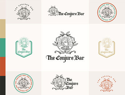 The conjure Bar afroamerican girl illustration lineal logo logotype woman