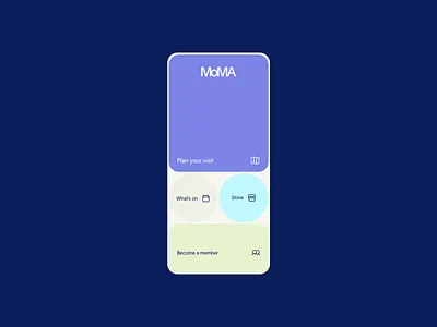 MoMA Hero Header Mobile Landingpage Redesign | Museum box layout clean colorful design hero header hero section icons minimal mobile hero header mobile website modern art responsive typography ui ui design ux ux design web web design website