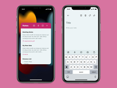 Notes Widget - Daily UI 065 app design minimal mobile ui