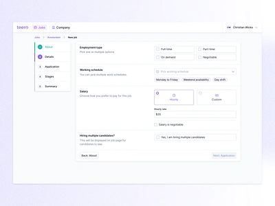 Job creation form (draft 2) add job badge career create form crm flow form form builder form creation hiring job job creation job type jobs lever new job recruitment saas salary teero