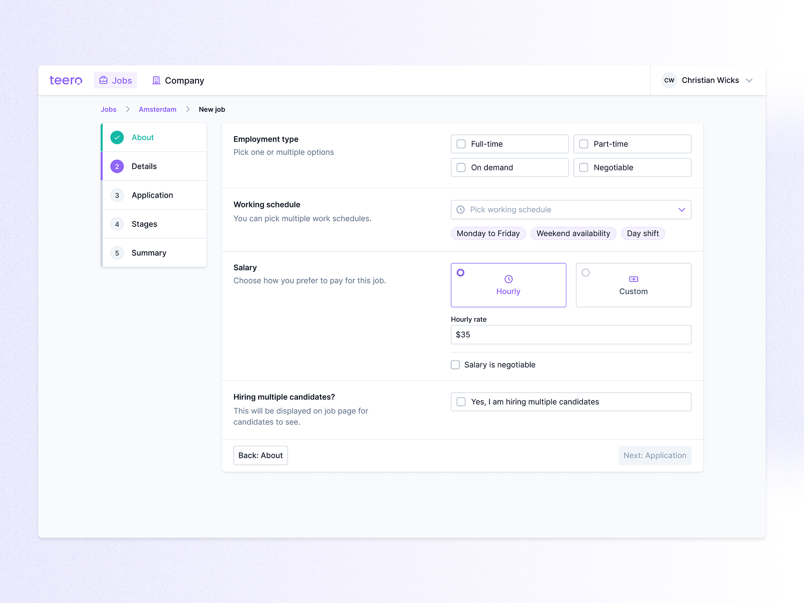 Job creation form (draft 2) by Eugen Eşanu on Dribbble