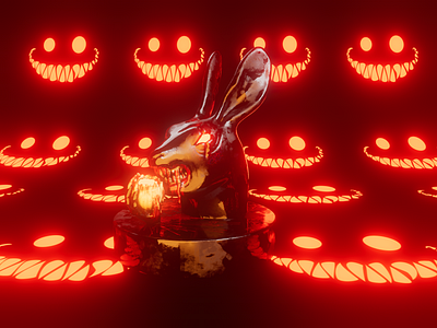 Creepy Rabbit 3d 3dart c4d design horror neon rabbit substancepainter