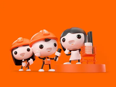 Naranjito - User Centered 3d c4d character design minimal orange redshift render scene