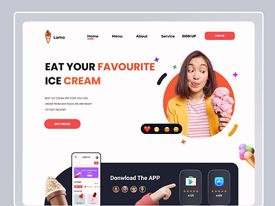 Ice Cream🍧 Landing Page chef app delivery app eat eating food food and drink food app food delivery food delivery landing page food delivery service food order ice cream app icecreamlandingpage landingpage pizza app restaurant app uiux web design webdesign website