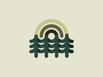 Nature Exploration .1 badge icon illustration logo mark nature sun thicklines trees