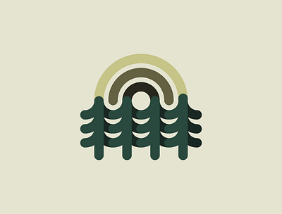 Nature Exploration .1 badge icon illustration logo mark nature sun thicklines trees