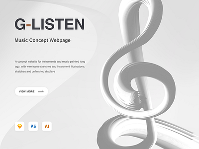 G-listen A collection of the Music Concept Web page 3d brand branding concept website delicate design graphic design layout design listening motion graphics music musical instrument player ui web design 应用程序 应用程序设计 插图 用户界面