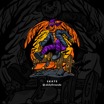 HALLOWEEN SKATE artwork dark illustration halloween halloween artwork halloween illustration oldskull skate skate illustration skate skull skateboard