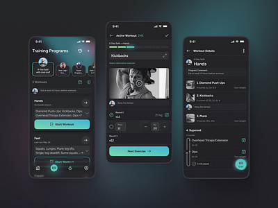 Platforma - training programs & meal plans mobile app dark dark theme gym health meal plan sport sport app trainer training ui ux workout