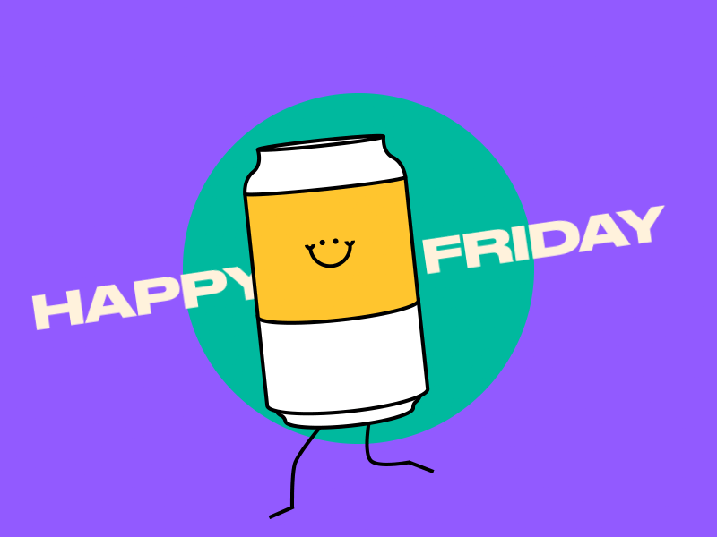 Its Tinnie Time animation bounce character colourful drinks gif illustration loop motion graphics smiley tinnie